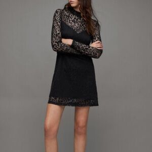 All Saints Hanna Anita Devore Leopard Print Mini Dress